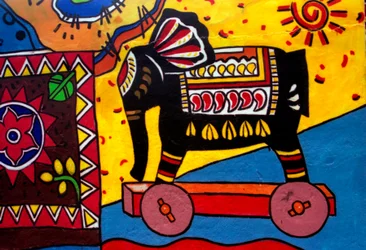 Traditionelle Wandmalerei in Bangladesch